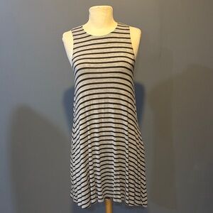 Women’s Socialite Striped Sleeveless Black Gray Dress. XS Small